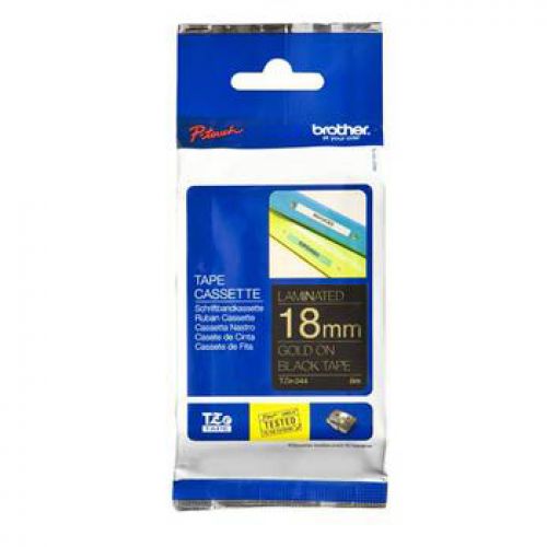 BROTHER Fita laminada preto/ oro 18mm , Brother , BROTZE344 , 4977766685764